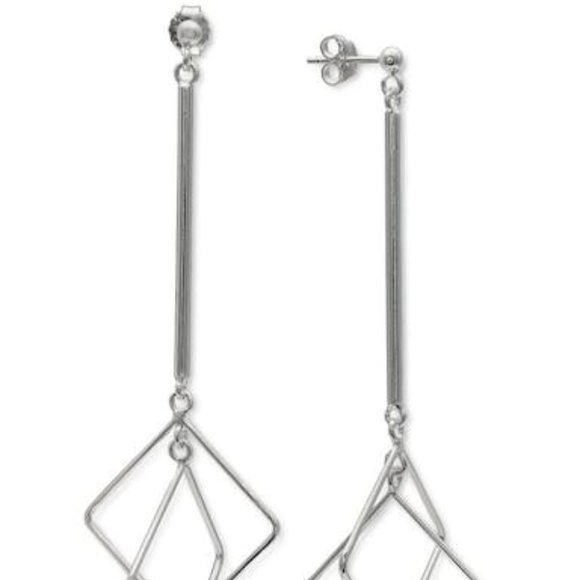 GIANI Bernini Square Wire Linear Drop Earrings in Sterling Silver - Picture 4 of 4